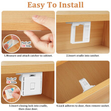 HOTUT Magnetic Cupboard Locks,Child Safety Magnetic Cupboard Locks (8 Locks + 2 Key),Invisible Baby Proofing No Screws or Drilling for Cabinets,Drawe