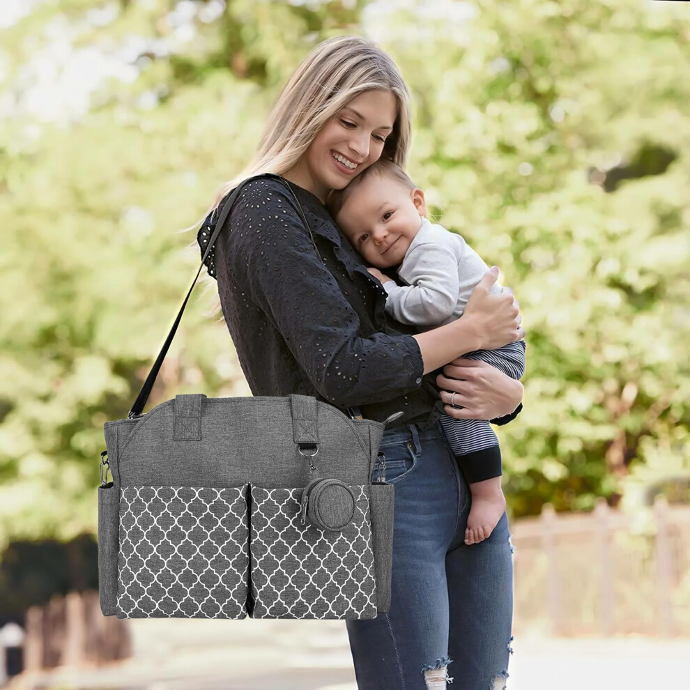 Comeder Baby Changing Bag Nappy Changing Bags Large Capacity Waterproof Tote Diaper Bag With Pacifier Holder And Insulated Pockets For Mum And Dad, M