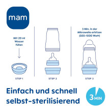 MAM Easy Start Self Sterilising Anti Colic Starter Set, Newborn Bottle Set and Soother, Newborn Essentials for Boys