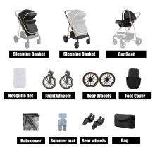 3 in 1 Baby Travel System(Newborn to 3 Years Baby Pushchair)–High-View Pram,Reversible Seat,One-Hand Fold(Black)