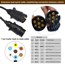 Techfection 7 Pin Trailer Extension Cable Male To Male 12V Trailer