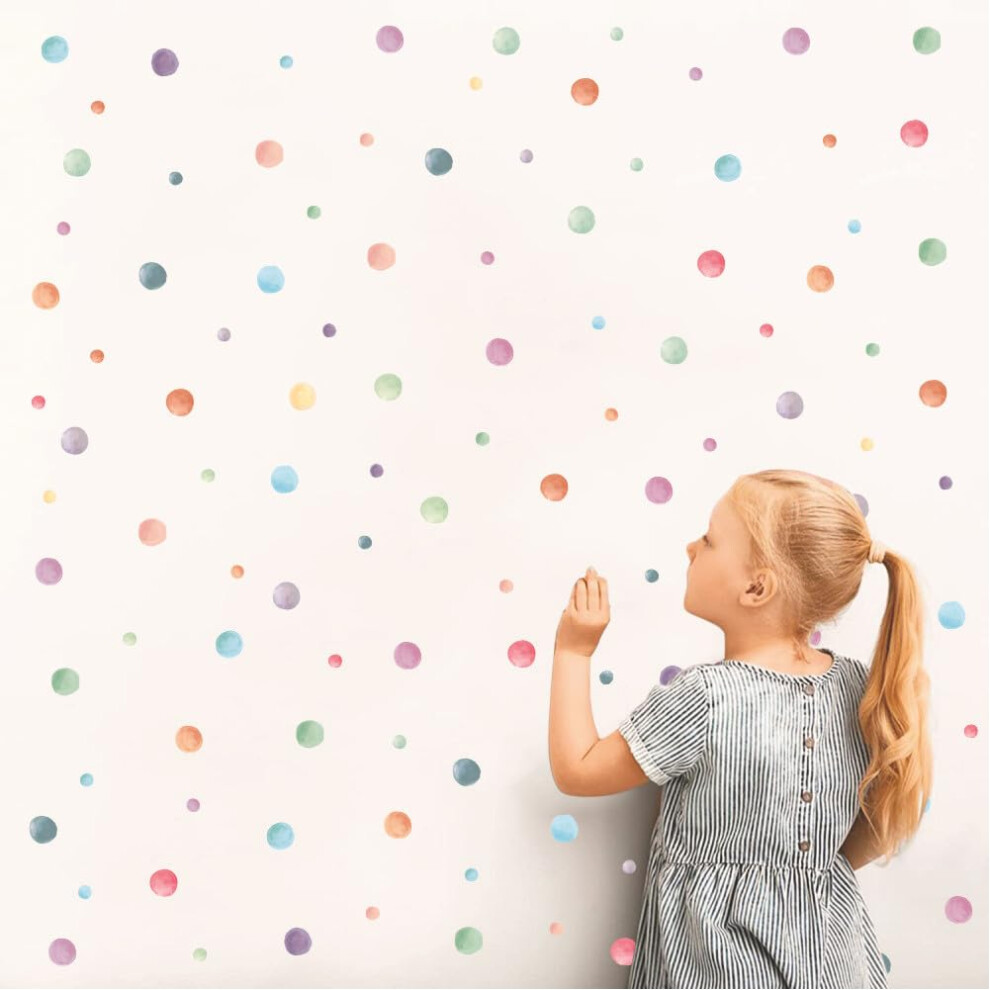 Qotsteos Polka Dot Wall Decals For Classroom Decor Kids Circle Wall Sticker, Nursery Wallpaper Classroom Decor Round Plain Colors Decals For Kids Baby Teen De