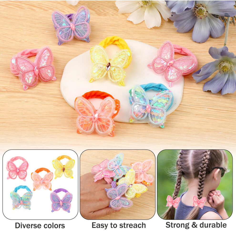 Jeffdad Baby Hair Ties For Girls, 10Pcs Soft Seamless Bows And Flowers Toddler Elastic Hair Bands Ponytail Holder For Baby Girls Infants Kids Hair No