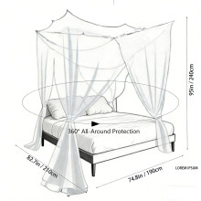 MCHotfire Mosquito Net for Single and Double Beds 210190240 cm – Whi
