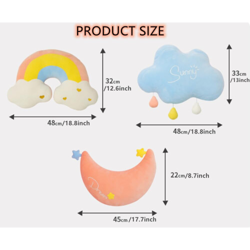 NatureMan Moon Rainbow Cloud Pillow Cushion, Soft Plush Cloud Shaped Pillow Stuf 2