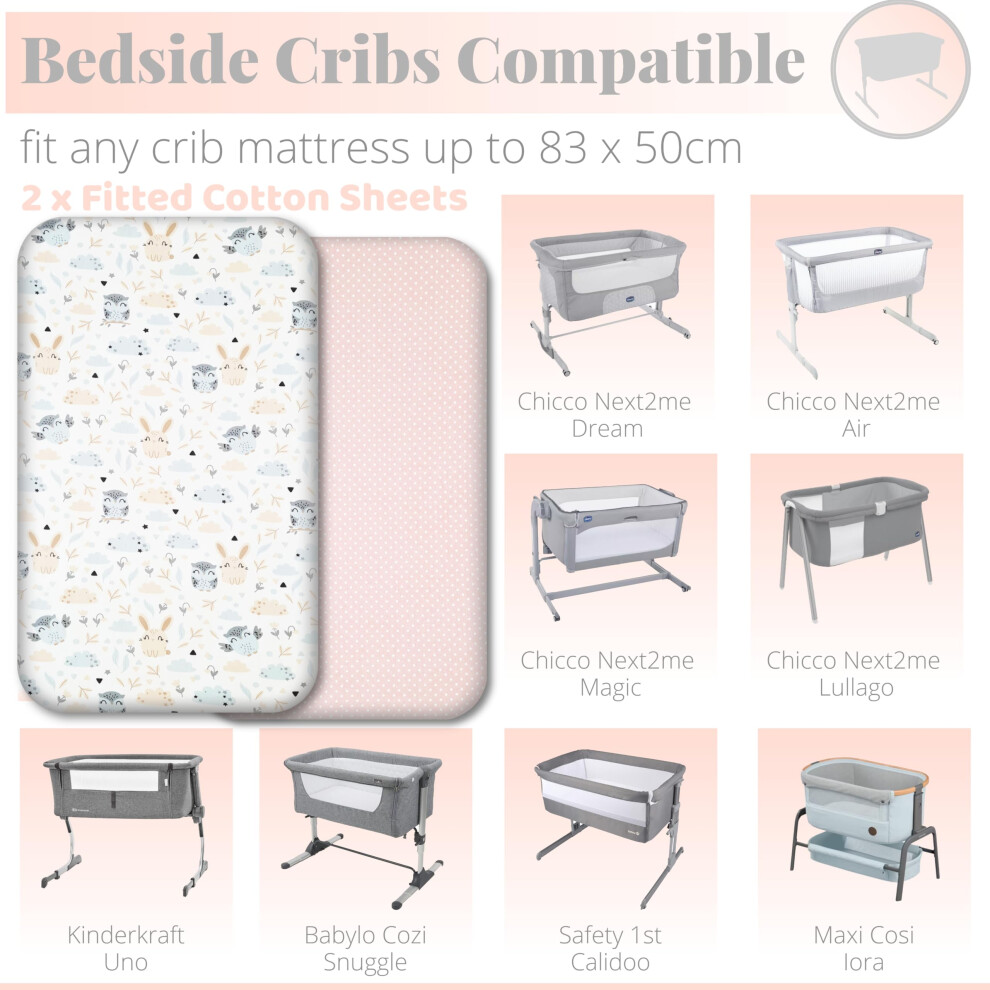 Selemavi Next To Me Crib Sheets 2Pcs Baby Crib Sheets Set 100 Organic Cotton