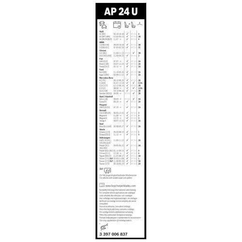 Bosch Bosch Aerotwin AP 24 U - Front Windscreen Wiper - Replacement Blade - Comes with 2