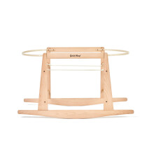 The Little Green Sheep Moses Basket Stand Only - Natural Beechwood Rocking Bassinet Stand with Gentle Motion for Soothing Sleep, Self-Assembly, 85L x