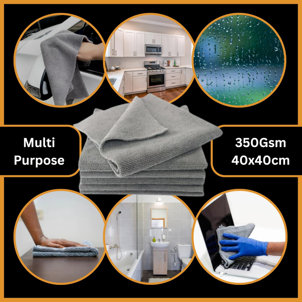 Tek Automotive Edgeless 350Gsm Heavy Duty Car Microfibre Cloths Grey 5005044995157