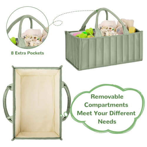HAGOT Nappy Caddy Baby Diaper Caddy Organizer Foldable Bag Organizer w 2