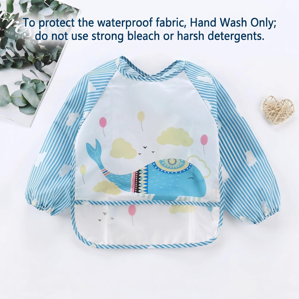 Pandaear 3 Pack Waterproof Baby Bibs With Long Sleeve Baby Feeding Bib