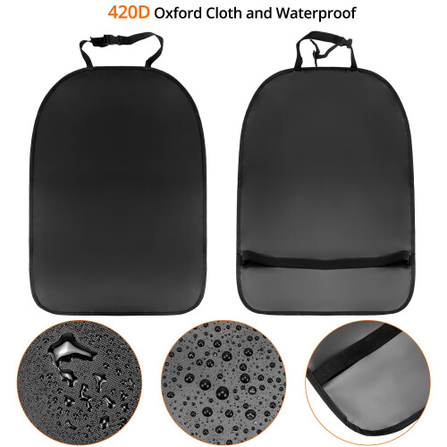 QWORK 2Pcs Car Seat Kick Mats, Car Back Seat Protector, for SUVs, Jeeps, Trucks 2