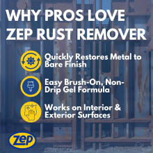 Zep Rust Remover Gel 100ml Non-Drip Formula Fast Acting Gel with Integrated Brush Eliminates Stubborn Rust on All Metal Surfaces, For Interior & Exte