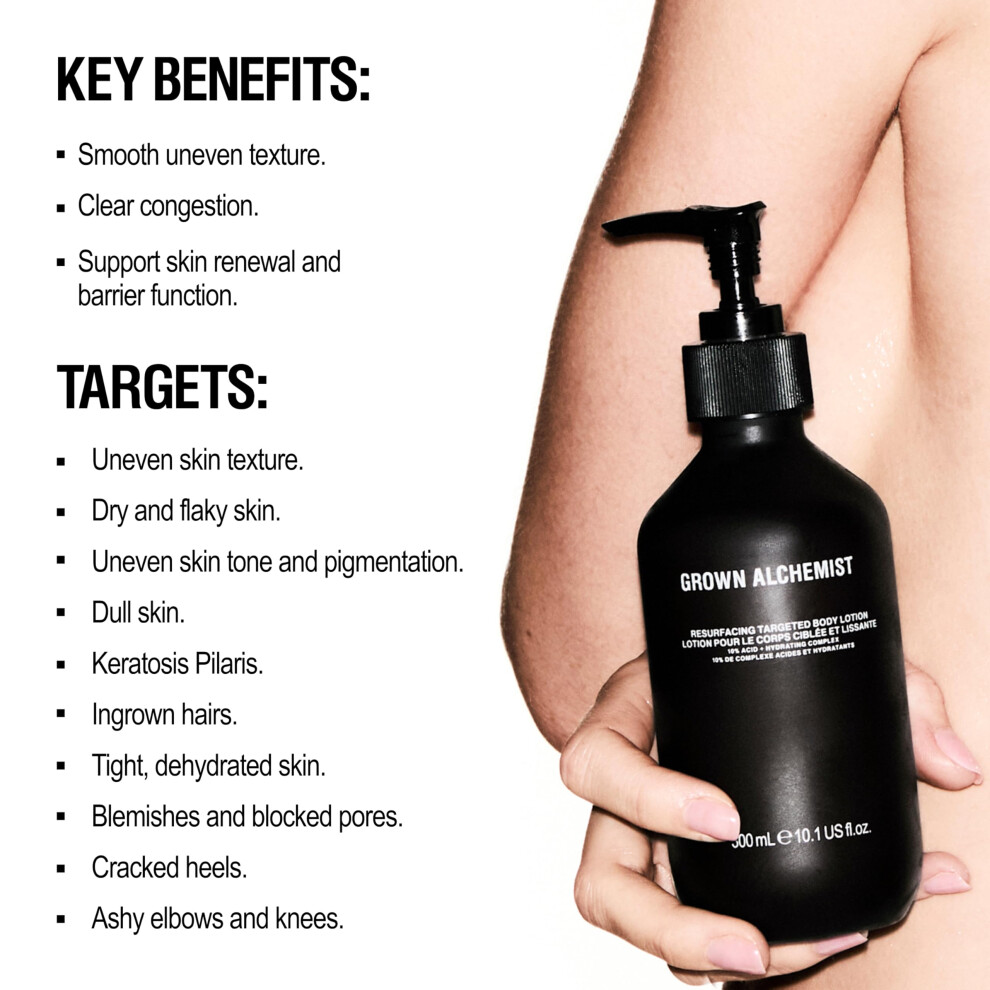 Grown Alchemist Keratosis Pilaris Treatment Body Lotion, Salicylic Acid, Lactic Acid & Mandelic Acid Exfoliating Moisturiser, Reduces Bumps, Blemishe