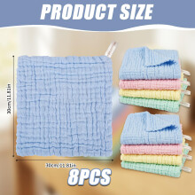 Geukmun 8 Pcs Muslin Cloths for Babys 12inch Cotton Baby Bath Flannels