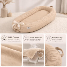 Jinrobabes Baby Nest Pod for Newborn, 100% Cotton Baby Sleep Pod, Soft Breathable Baby Lounger for Napping, Travel & Rest, Newborn Essentials for 0-1