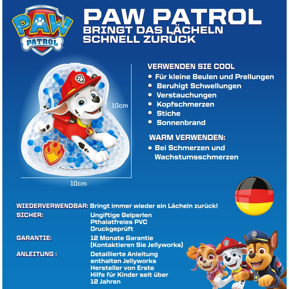 Jellyworks Paw Patrol Marshall's Bruise Soother - Reusable Cooling & Warming Gel Pack For Kids' Bumps & Bruises (Pack Of 2)