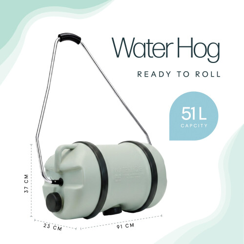 Leisurewize LWACC48 Waterhog Water Carrier 51.5 L with Pull Handle, Grey 1