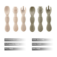 Silicone Baby Spoons Fork Feeding Set 6 Pack BPA Free Fist Stage Sil