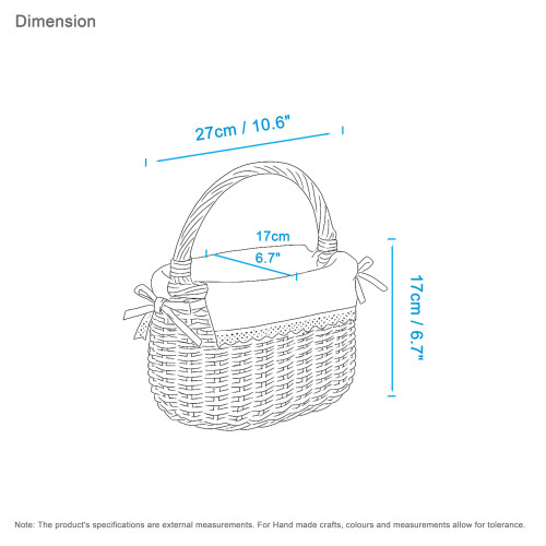 Handbag Shaped High Handle Wicker Shopping Baskets collection Gift Hamper Fabric (White) 1