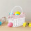 Handbag Shaped High Handle Wicker Shopping Baskets collection Gift Hamper Fabric (White) 5