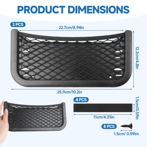 2 Pcs Storage Nets Bag for Campervans Elastic Mesh Car Trunk Storage 1