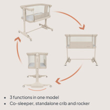 lionelo PARI 3in1 Baby Bedside Cot CoSleeper for Babies From Birth Adj