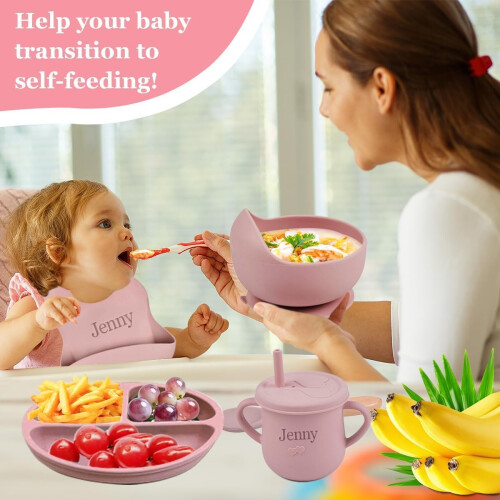 Personalized Silicone Suction Plates for Baby Custom Toddlers Spoon an