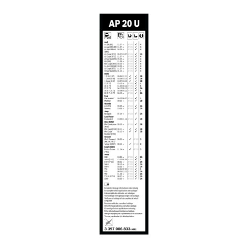Bosch Bosch Aerotwin AP 20 U - Front Windscreen Wiper - Replacement Blade - Comes with Modular Adapters - 1 Blade, 500mm 2