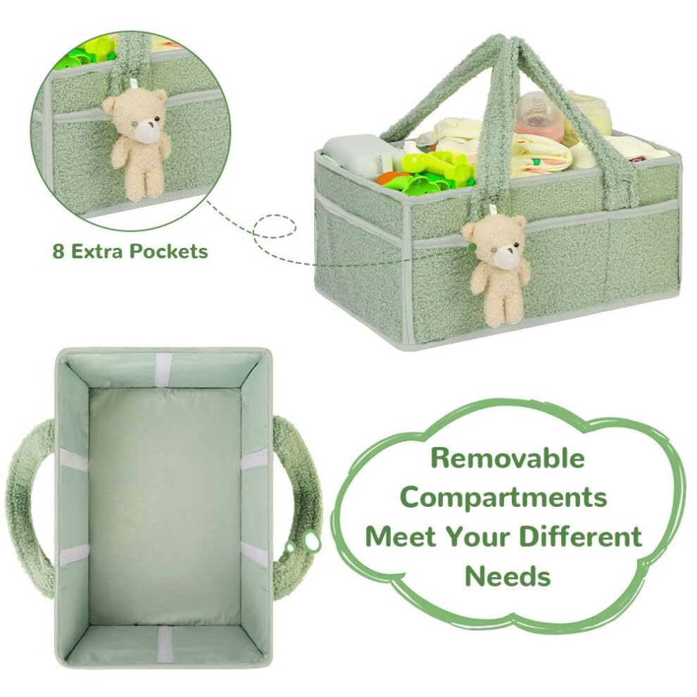 Nappy Caddy, Large Capacity Foldable Travel Diaper Organizer, With Compartments, For Wet Wipes And Baby Items Hagot