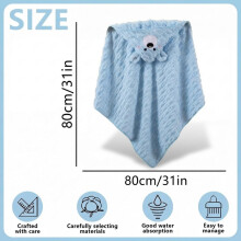 HUANYO Hooded Baby Towel | Ultra Soft Coral Fleece Bath Wrap for Newborns & Toddlers | 80x80cm, Highly Absorbent, Hypoallergenic, Cute Animal Design