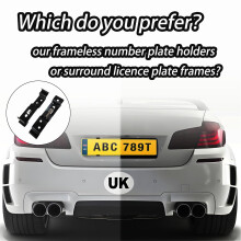 4 Pack Number Plate Holder Black, Stainless Steel Number Plate Clips, Frameless License Plate Holder For UK Number Plates, Universal Reg Plate Holder