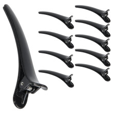 10 Pcs Black Plastic Single Prong DIY Hairstyle Alligator Hair Clip 3.1" Long