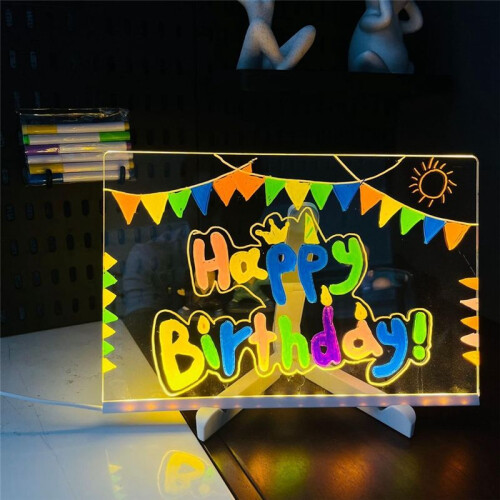 Erasable Note Board DIY Drawing Board Luminous Hand-Written Board Information Marking Board Ornaments Set 1