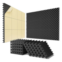 Pannelli nel Schiuma Fonoassorbente Autoadesiva da 12 Pezzi, Schiuma Acustica 2X12X12 Pollici per Studi Domestici e Professionali