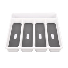 Grote Grijze Zilverwerkbak, Vorkenopvangbak, 5 Vakken, Softgripvoering, Plastic Bestekopbergdoos voor Serviesgoed