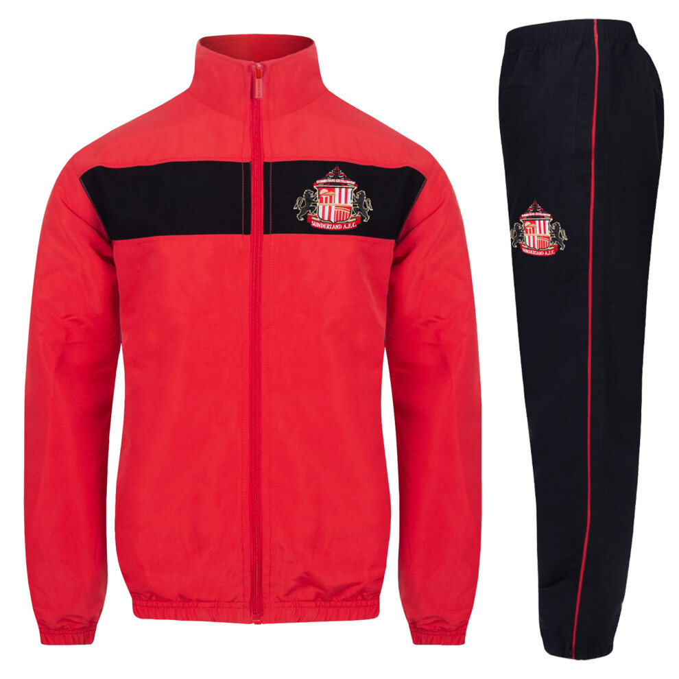 Sunderland Afc Official Gift Boys Jacket & Pants Tracksuit Set 10-11 Years Black