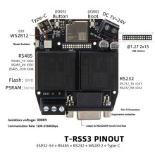 LILYGO T-RSS3 ESP32-S3 Development Board RS232 RS485 5V Module -Board WS2812 Wi-Fi 5.0 Typs C RSM232MT5V RSM485MT5V