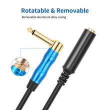 Câble Audio Stéréo TRS Mâle Vers Femelle à Angle Droit 6,35 mm pour Guitare, Rallonge pour Amplificateurs, Casque, 0,3 M