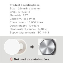 50 StüCk NFC Ntag216 Aufkleber Ntag216 NFC Tags NFC 216 Tag Ntag216 NFC Karten 13,56 MHz NFC Tag Aufkleber 888 Bytes Speicher