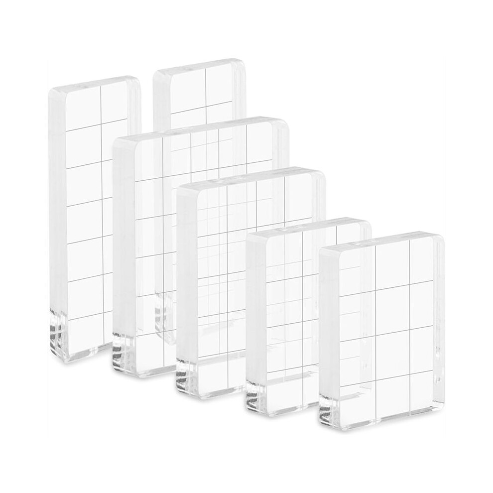 6Pcs Acrylic Stamp Block, 4 Size Clear Stamp Blocks Decorative Stamps Block Stamp Block Decorative Stamps Scrapbooking 6031982803932