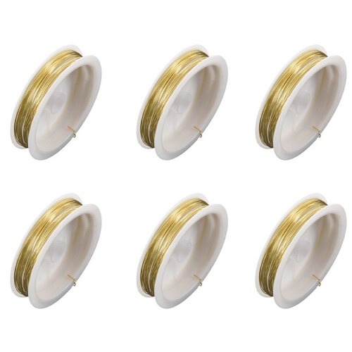 6X Coloured Brass Wire Gold 9m X 0.5mm