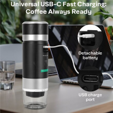 Machine à Café Portable 80 Ml, Auto-Chauffante, 20 Bars, Compatible Café Moulu et Capsules, Idéale pour les Voyages et le Bureau. C