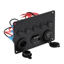 12-24V 5 Gang Toggle Panel with Dual USB and