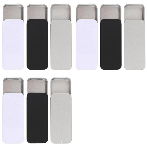9 PCS Metal Slide Top Tin Containers, 3.14 X 1.33 X 0.47 Inches Portable Tins Container, Rectangular Empty Containers