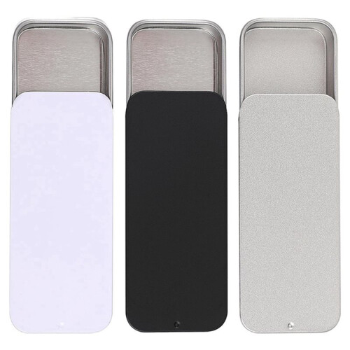9 PCS Metal Slide Top Tin Containers, 3.14 X 1.33 X 0.47 Inches Portable Tins Container, Rectangular Empty Containers 1
