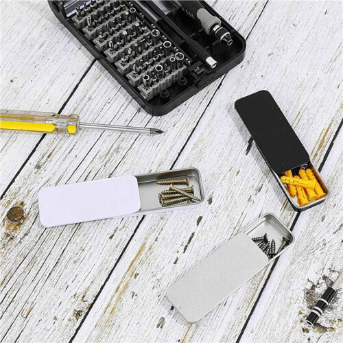 9 PCS Metal Slide Top Tin Containers, 3.14 X 1.33 X 0.47 Inches Portable Tins Container, Rectangular Empty Containers 2