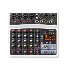 Mixer Audio Portatile A 6 Canali, Console di Missaggio, Scheda Audio con Interfaccia USB e 99 DSP, Alimentazione Phantom A 48 V, Spina USA