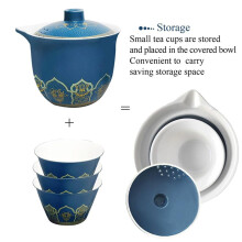 1 Juego de Té de Viaje, Tetera Portátil de Cerámica, Recipiente para Té, Taza de Té para Exteriores, Recipiente para Té, Bolsa de Cuero.
