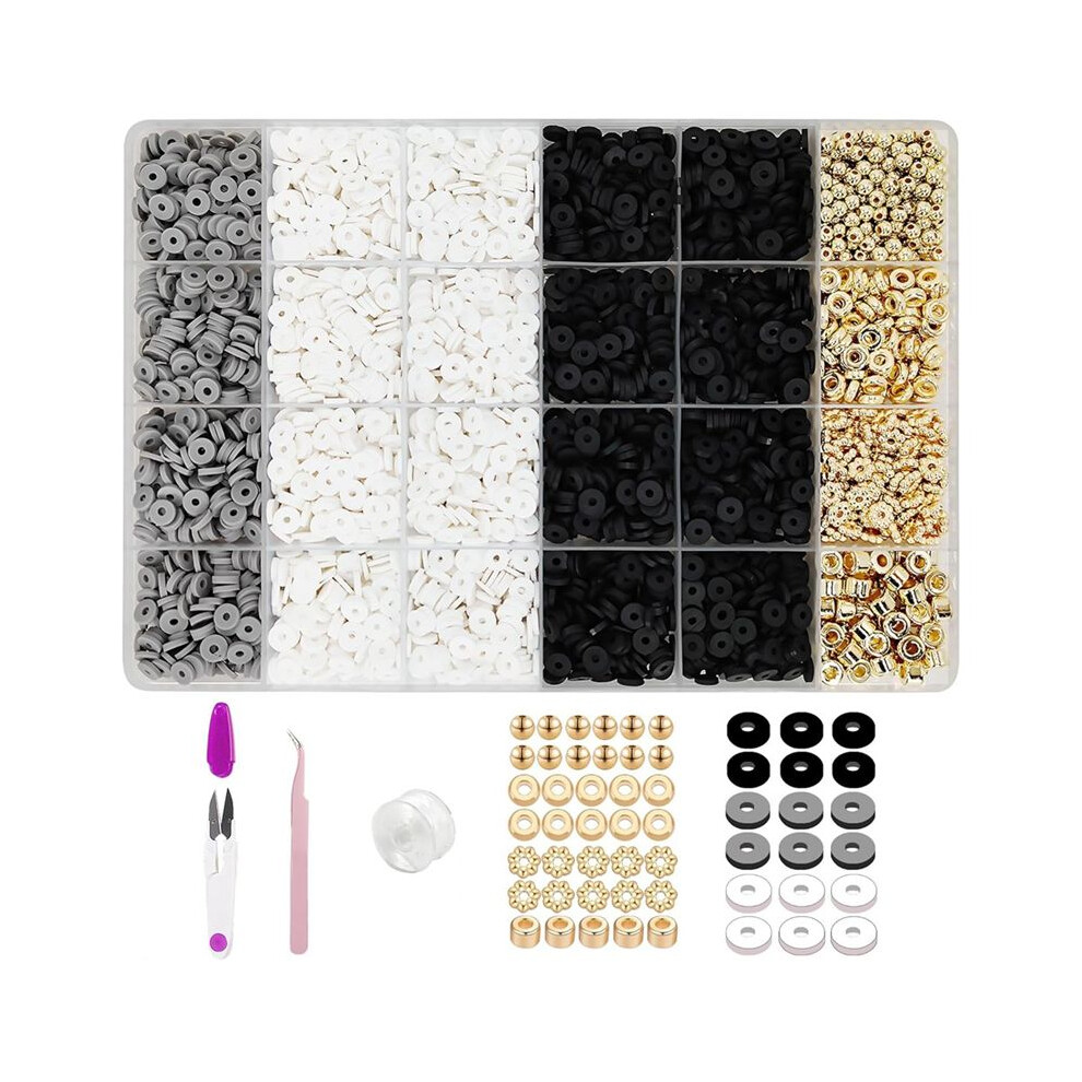 Clay Bead Bracelet Kit,Flat Clay Beads And Gold Spacer Beads For Jewelry Making, Friendship Bracelet Beads Kit 4714021361830